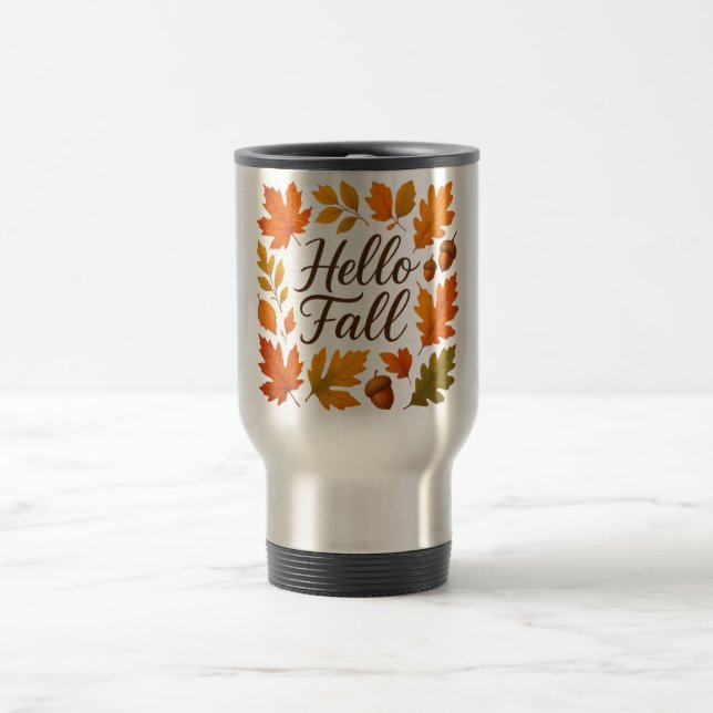 Hallo Herbstlaube und Eichhörnchen Reisebecher (Mittel)