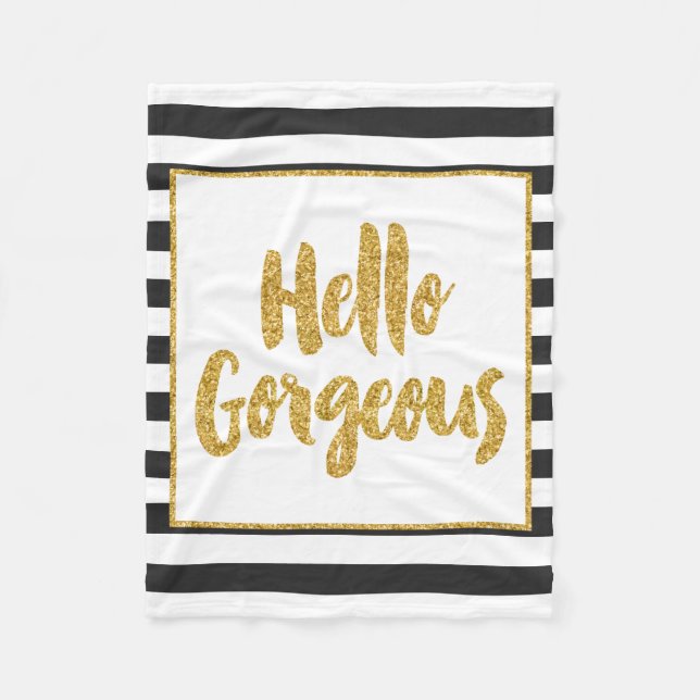Hallo Herrliche Schwarz-Weiß-Glitzer Streifen Fleecedecke (Vorderseite)