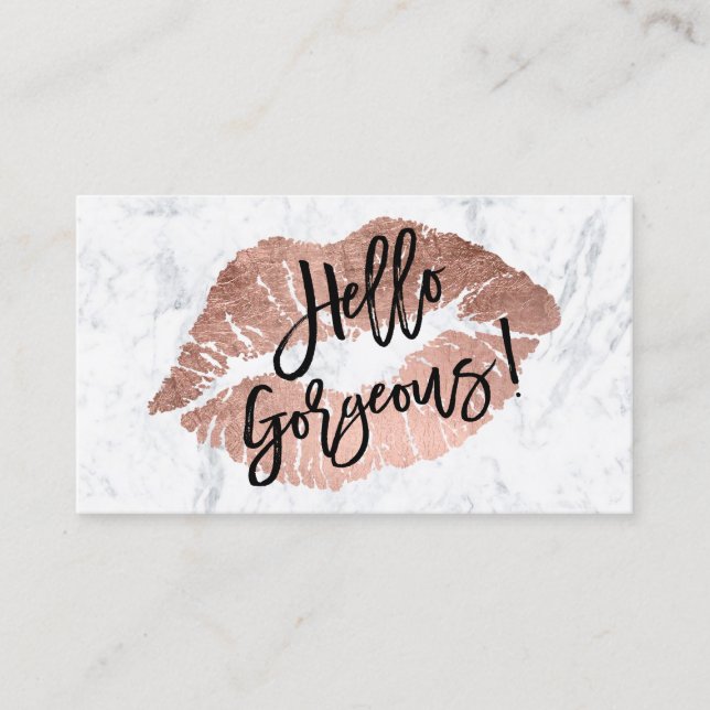 Hallo herrlicher LippenRosengoldtypographiemarmor Visitenkarte (Vorderseite)