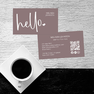 Hallo Herz Skript QR Code Social Media Old Pink Visitenkarte
