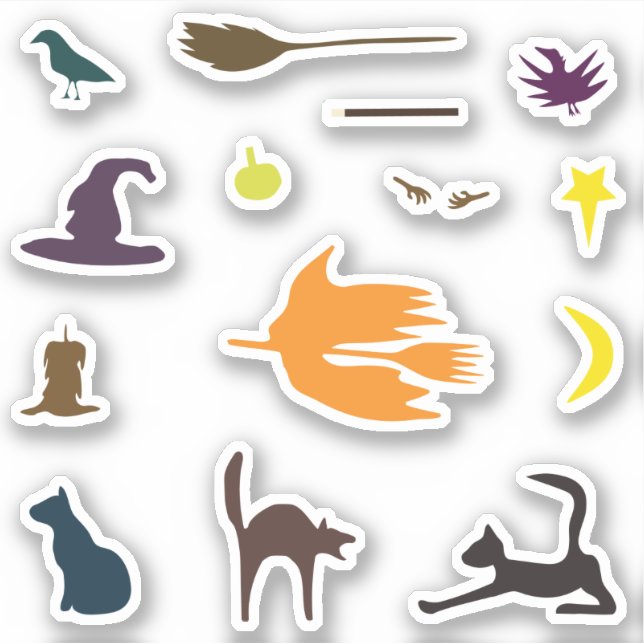 Hallo Hexe - Halloween Aufkleber Pack. (Vorderseite)