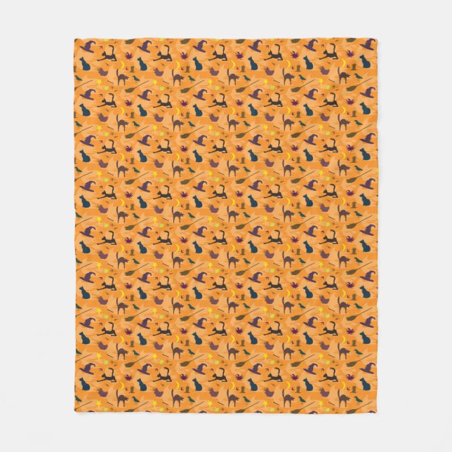 Hallo Hexe - nahtloses Halloween-Muster. Fleece (Vorderseite)