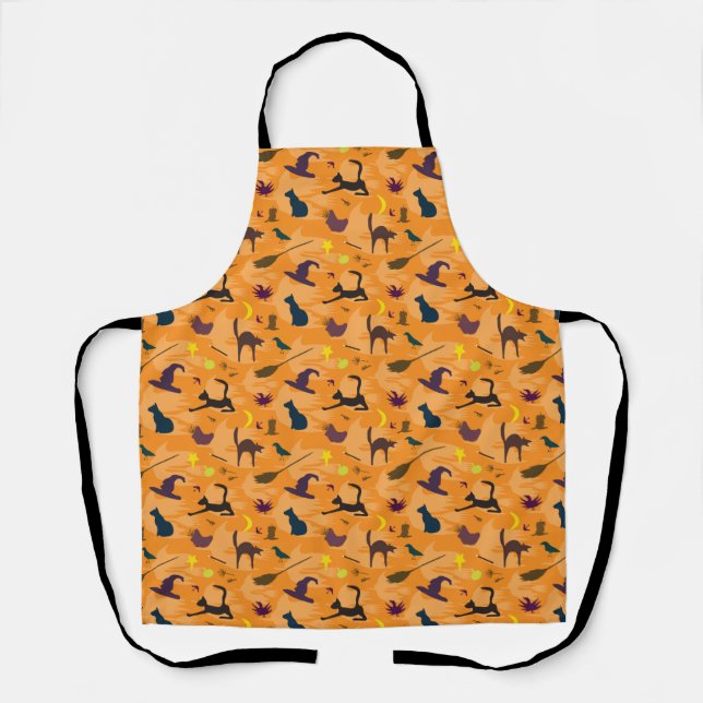 Hallo Hexe - nahtloses Halloween-Muster. Schürze (Vorderseite)