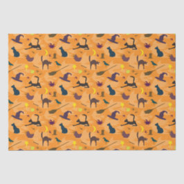 Hallo Hexe - nahtloses Halloween-Muster. Seidenpapier