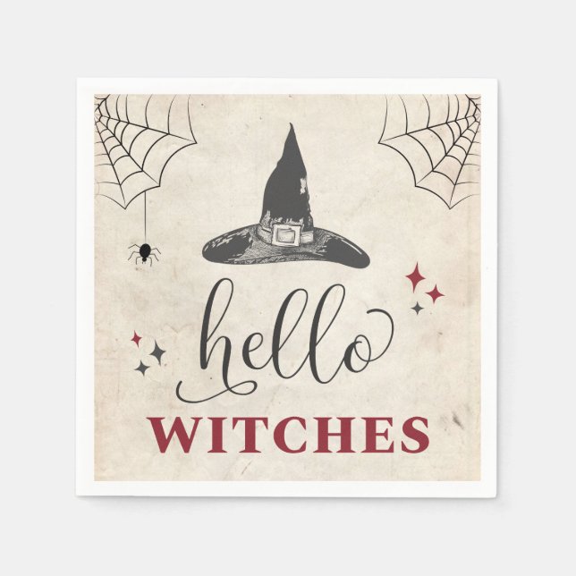 Hallo Hexen Halloween Funny Text Bachelorette Serviette (Vorderseite)