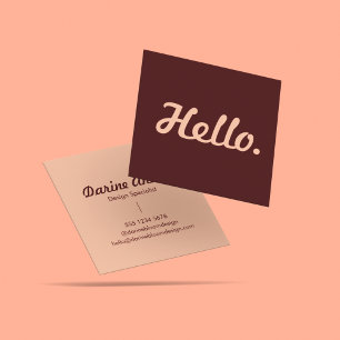 Hallo Hi Rot und Rosa Lässige Typografie Quadratische Visitenkarte