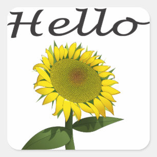 Hallo / Hi Yellow Sunflower Floral Aufkleber / Lab