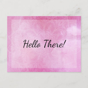 "Hallo!" Hinweis: Mandala mit rosa Wasserfarbe Postkarte