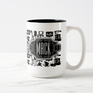 Hallo Hipster Retro Telefone Muster Zweifarbige Tasse