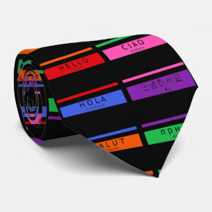 Hallo Hola Salut Krawatte grüner roter blauer die