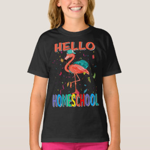 Hallo Homeschool Flamingo Zurück zur Schule T-Shirt
