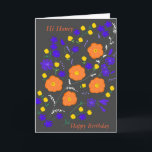 Hallo Honig-Geburtstags-Karte Karte<br><div class="desc">Kundengerechte Karte,  addname,  Änderungsgelegenheit,  modernes weißes graues Blau des orange Gelbs der Blume Art.,  mit meiner ganzer Liebe,  alles Gute zum Geburtstag.</div>
