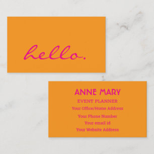 Hallo Hot Pink Orange Farbige Helle Boho 2026 Visitenkarte