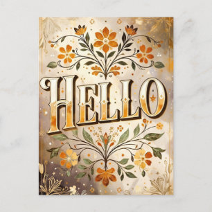 Hallo, hübsches Blumendesign, Postkarte
