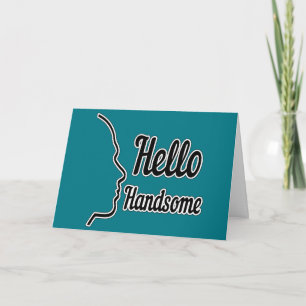 Hallo hübsches Profil Gesicht Zeichnung Typografie Karte