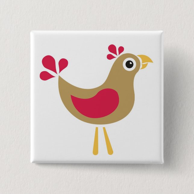 Hallo Huhn! Funky Huhn-Button-Abzeichen Button (Vorderseite)
