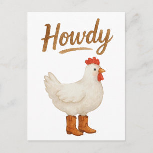 Hallo Huhn in Cowboy-Stiefeln Postkarte