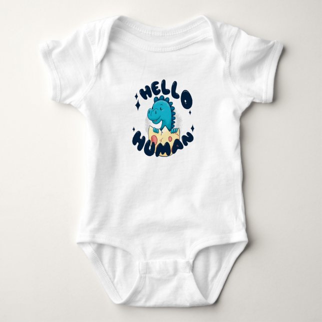 Hallo humorige Dinosaurier Baby Strampler (Vorderseite)