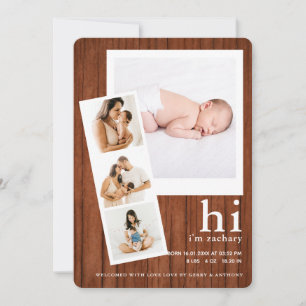 hallo ich bin Baby name Filmstreifen Foto Collage Ankündigung