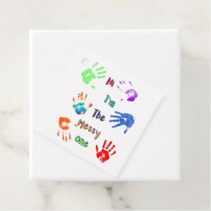 Hallo, ich bin der Messy - Paint Handprints Geschenkanhänger