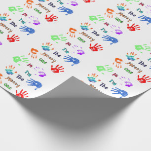 Hallo, ich bin der Messy - Paint Handprints Geschenkpapier
