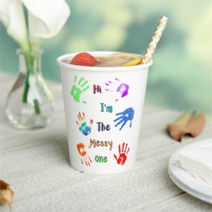 Hallo, ich bin der Messy - Paint Handprints Pappbecher