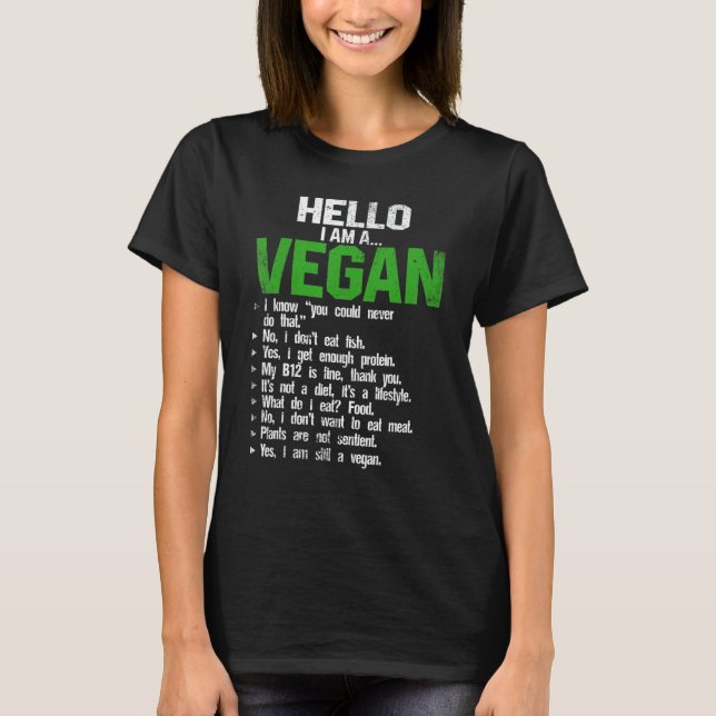 Hallo, ich bin ein Veganes Vegetarier Veggie Tiere T-Shirt (Vorderseite)