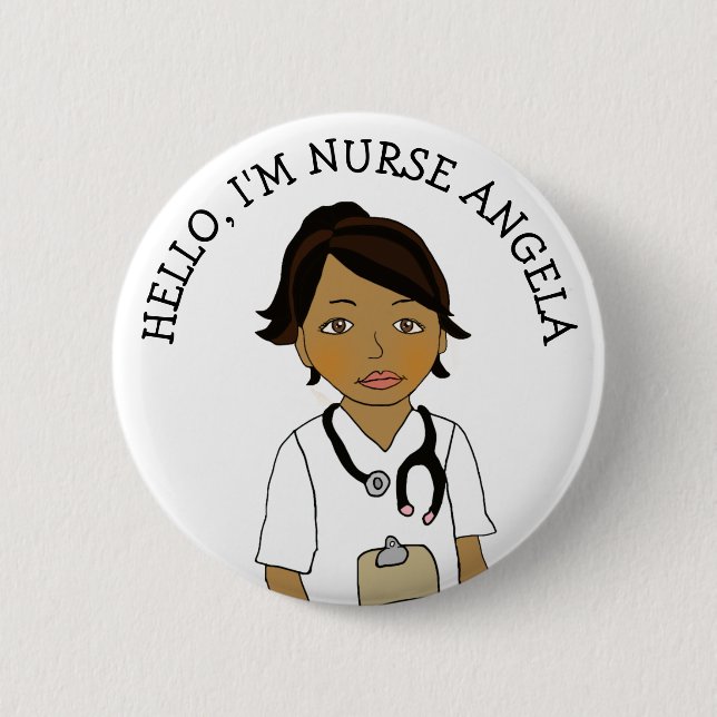 Hallo, ich bin Krankenschwester Name hinzufügen Button (Vorderseite)