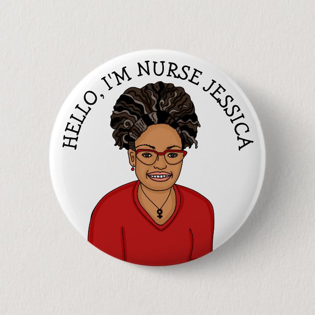 Hallo, ich bin Krankenschwester Name hinzufügen Button (Vorderseite)
