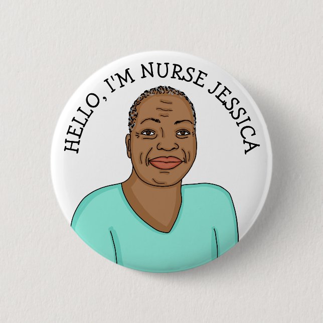 Hallo, ich bin Krankenschwester Name hinzufügen Button (Vorderseite)