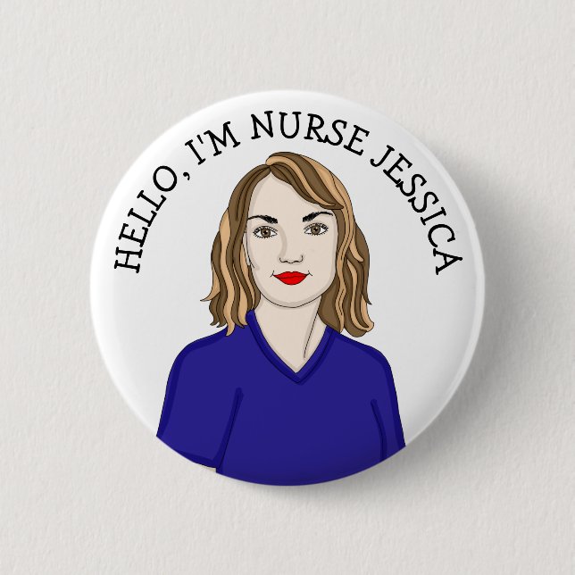 Hallo, ich bin Krankenschwester Name hinzufügen Button (Vorderseite)