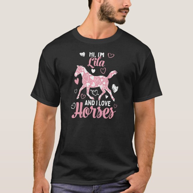 Hallo ich bin Lila und ich Liebe Pferde Niedlich H T-Shirt (Vorderseite)