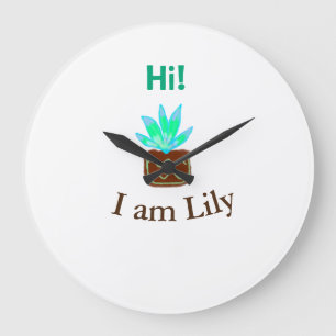 Hallo Ich bin Lily cactus succulent hinzufügen Nam Große Wanduhr