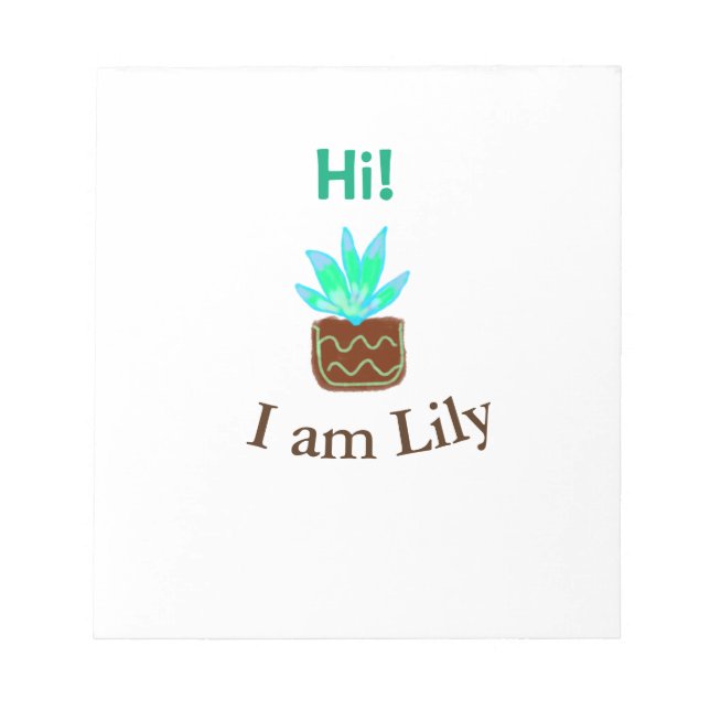 Hallo Ich bin Lily cactus succulent hinzufügen Nam Notizblock (Vorderseite)