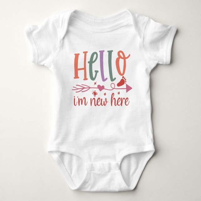 Hallo, ich bin neu hier - Baby Boy Bodysuit Baby Strampler (Vorderseite)