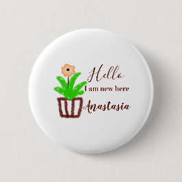 Hallo Ich bin neu hier Baby Dusche Kinder Blumenbl Button