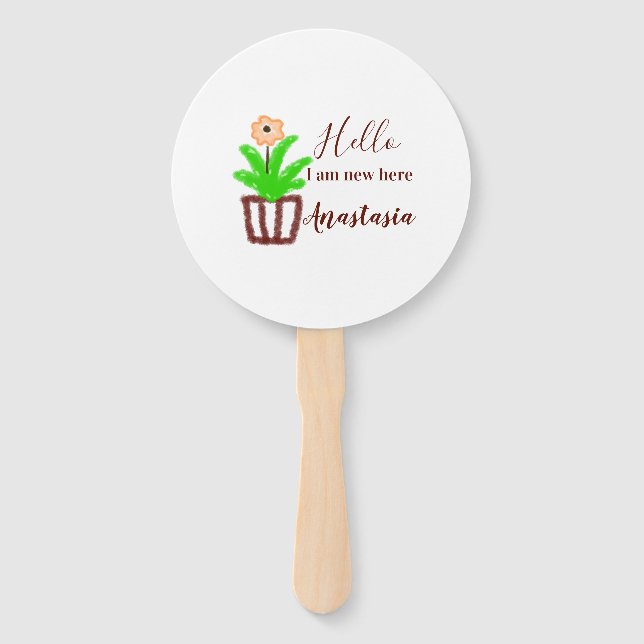 Hallo Ich bin neu hier Baby Dusche Kinder Blumenbl Fächer (Vorderseite)