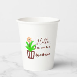 Hallo Ich bin neu hier Baby Dusche Kinder Blumenbl Pappbecher