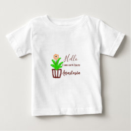 Hallo Ich bin neu hier Baby Dusche Kinder Blumenbl T-shirt
