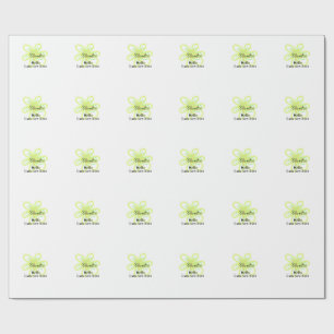 Hallo, ich bin neu hier name gelbe grüne Blume Kin Geschenkpapier