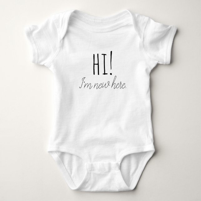 Hallo! Ich bin neu hier. Neues Babygeschenk! Baby Strampler (Vorderseite)