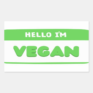 Hallo, ich bin Vegan - Niedlich und Funny Name Tag Rechteckiger Aufkleber