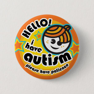 "Hallo ! Ich habe Autismus"-Taste (Junge1) Button