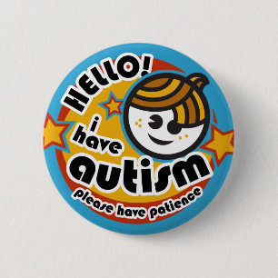 "Hallo ! Ich habe Autismus"-Taste (Junge2) Button