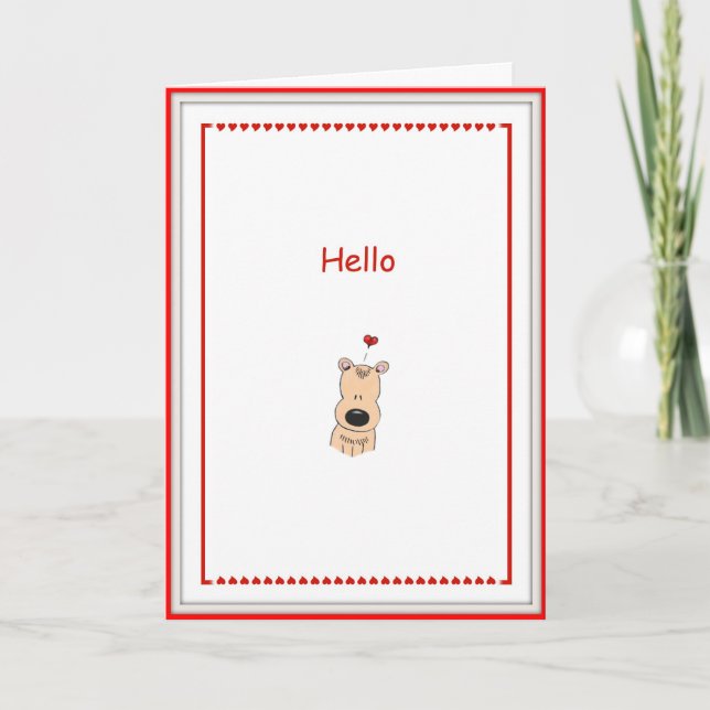 Hallo, ich Liebe Sie Cartoon Bear Card Karte (Vorderseite)
