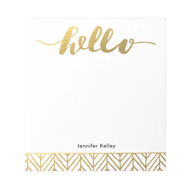 Hallo in Gold, Personalisiert Notizblock (Vorderseite)