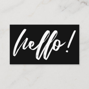 Hallo in Handschrift Schrift Minimal Weiß auf Schw Visitenkarte