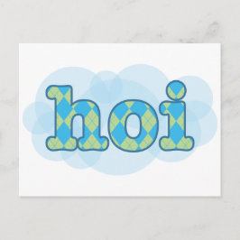 Hallo in Holländischer Hoi mit Raute Muster Postkarte