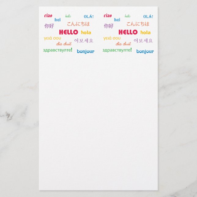 Hallo in Many Languages Stationery Briefpapier (Vorderseite)