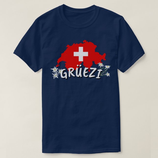 Hallo in Schweiz Land Schweizer Flagge T-Shirt (Design vorne)